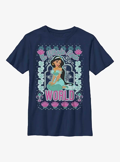 Disney Aladdin Jasmine A Whole New World Pattern Youth T-Shirt