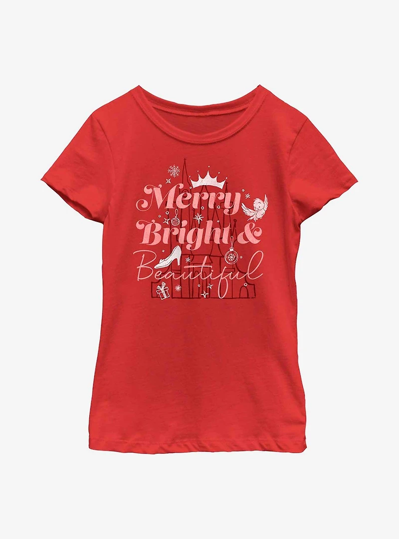 Disney Cinderella Castle Merry, Bright & Beautiful Youth Girls T-Shirt