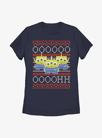 Disney Pixar Toy Story Aliens Ugly Sweater Pattern Womens T-Shirt
