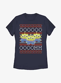 Disney Pixar Toy Story Aliens Ugly Sweater Pattern Womens T-Shirt