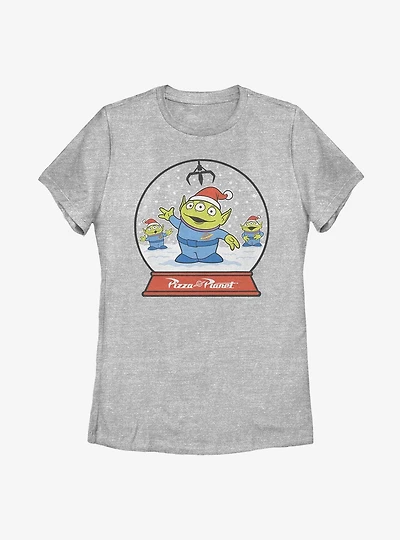 Disney Pixar Toy Story Pizza Planet Aliens Snow Globe Womens T-Shirt