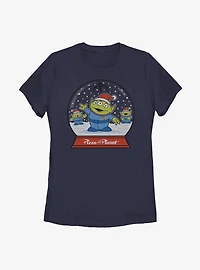 Disney Pixar Toy Story Pizza Planet Aliens Snow Globe Womens T-Shirt