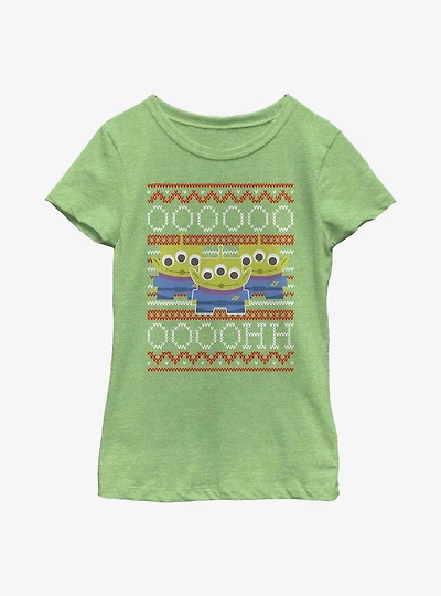 Disney Pixar Toy Story Aliens Ugly Sweater Pattern Youth Girls T-Shirt