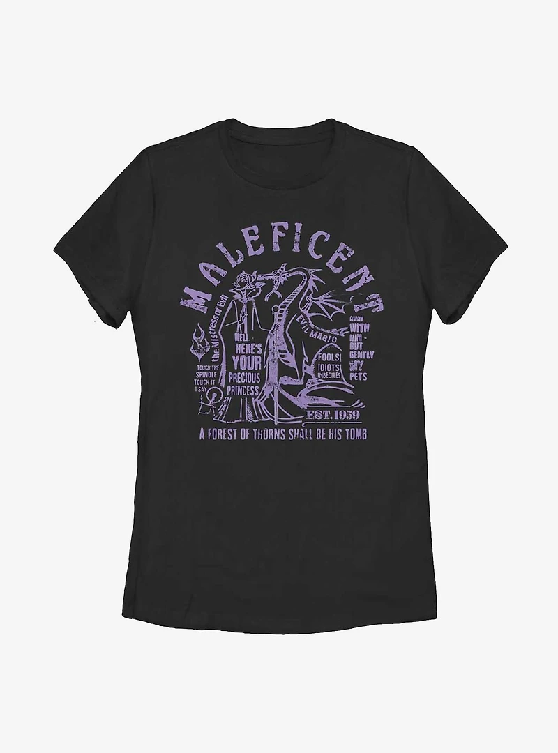 Disney Sleeping Beauty Maleficent Verbiage Womens T-Shirt