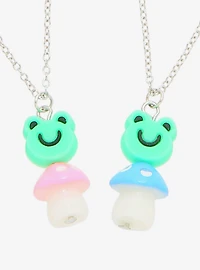 Pastel Frog Mushroom 3D Best Friend Necklace Set