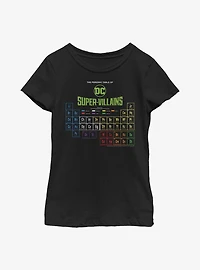DC Comics Periodic Table Of Super-Villains Youth Girls T-Shirt