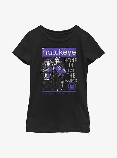 Marvel Hawkeye Hone For The Holidays Poster Youth Girls T-Shirt