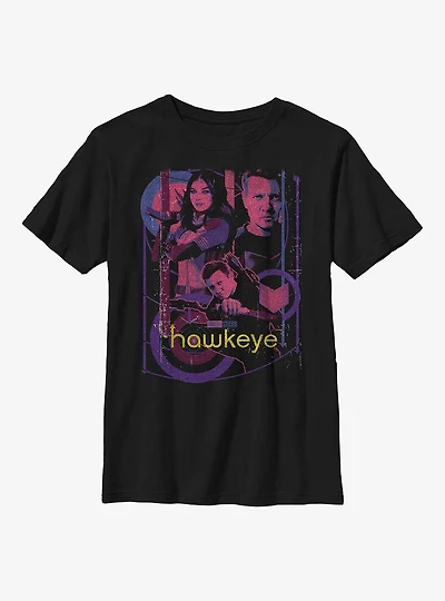 Marvel Hawkeye Bolt Slinger Collage Youth T-Shirt