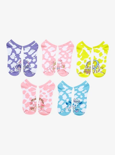 Kawaii Cow No-Show Socks 5 Pair By Bright Bat Design