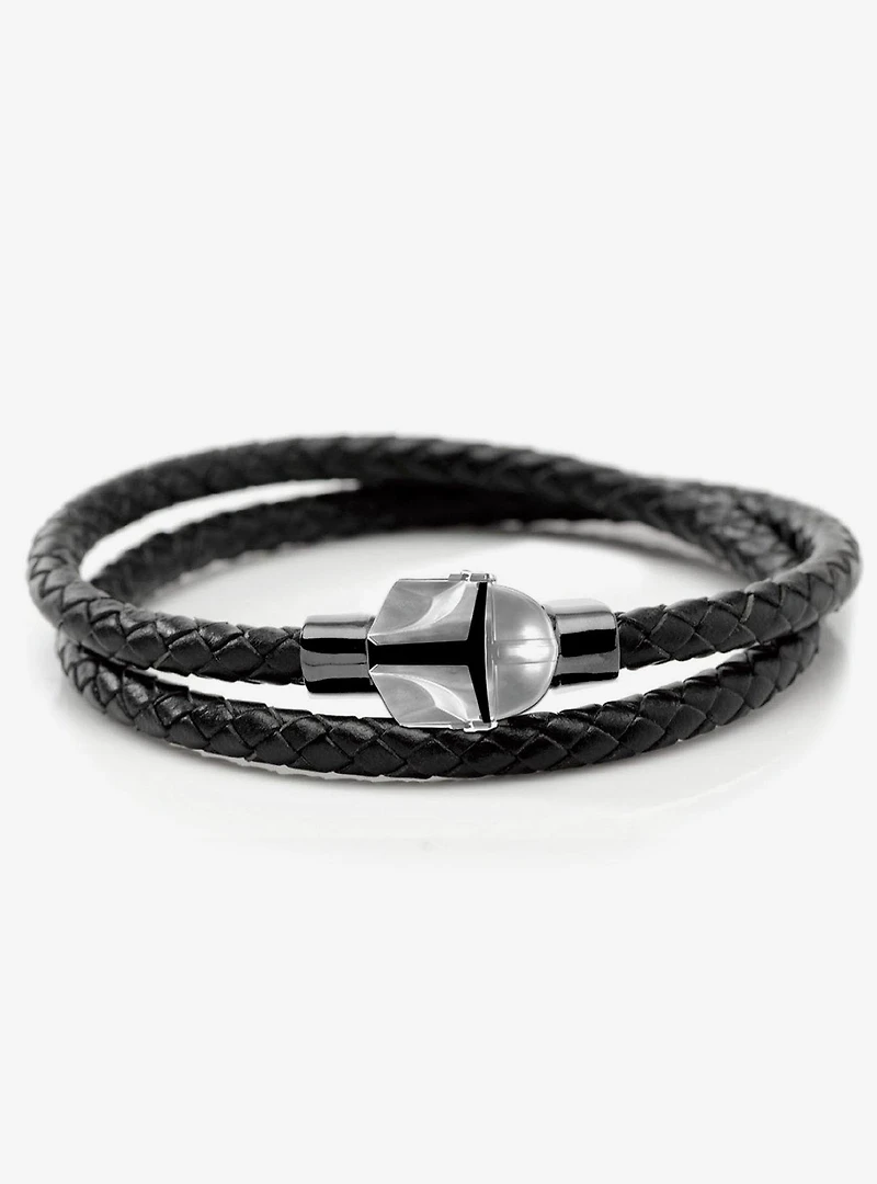 Star Wars The Mandalorian Helmet Double Wrap Stainless Steel Bracelet