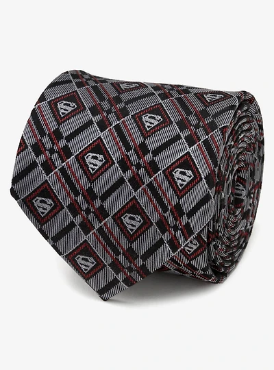 DC Comics Superman Geometric Gray Silk Tie