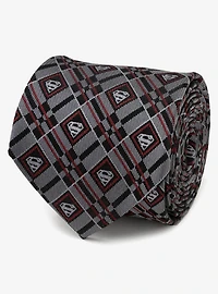DC Comics Superman Geometric Gray Silk Tie