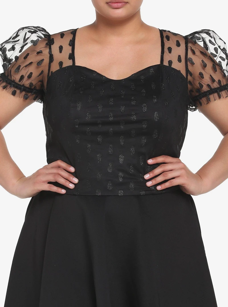Coffin Glitter Mesh Top Plus Size