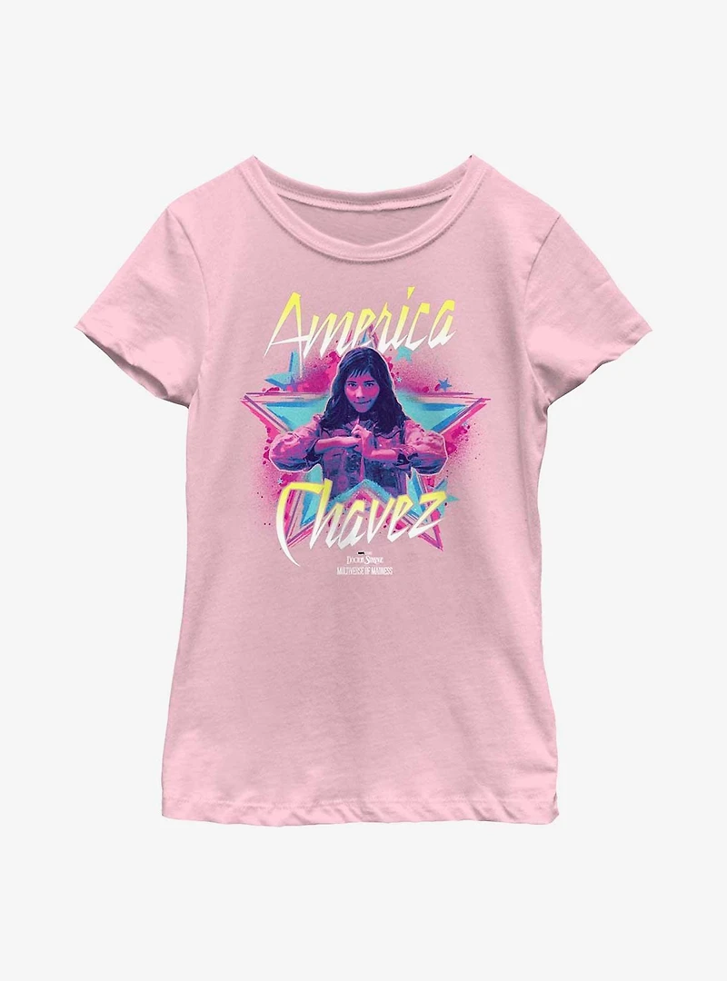 Marvel Doctor Strange Multiverse Of Madness America Chavez Star Youth Girls T-Shirt
