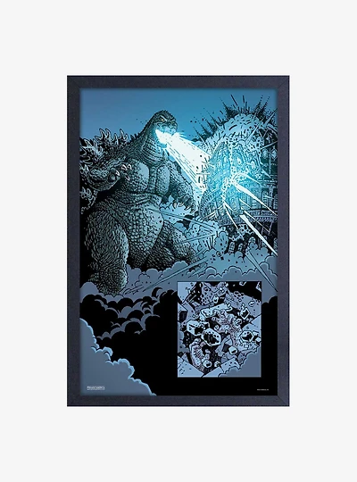 Godzilla Beam Framed Wood Wall Art