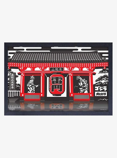 Godzilla Dojo Framed Wood Wall Art