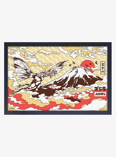 Godzilla Fuji Framed Wood Wall Art