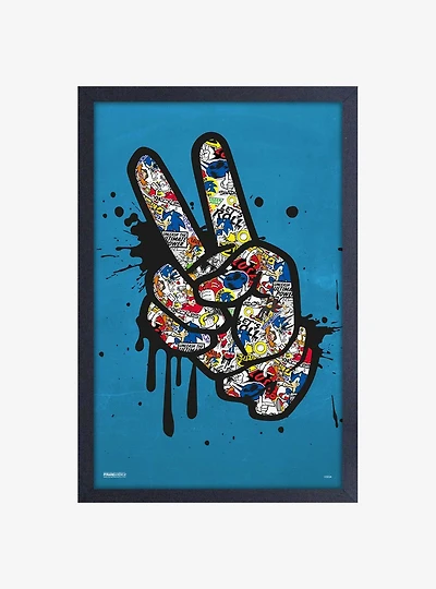 Sonic the Hedgehog Peace Splat Framed Wood Wall Art
