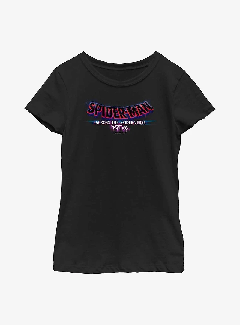 Marvel Spider-Man: Across The Spiderverse (Part One) Main Logo Youth Girls T-Shirt