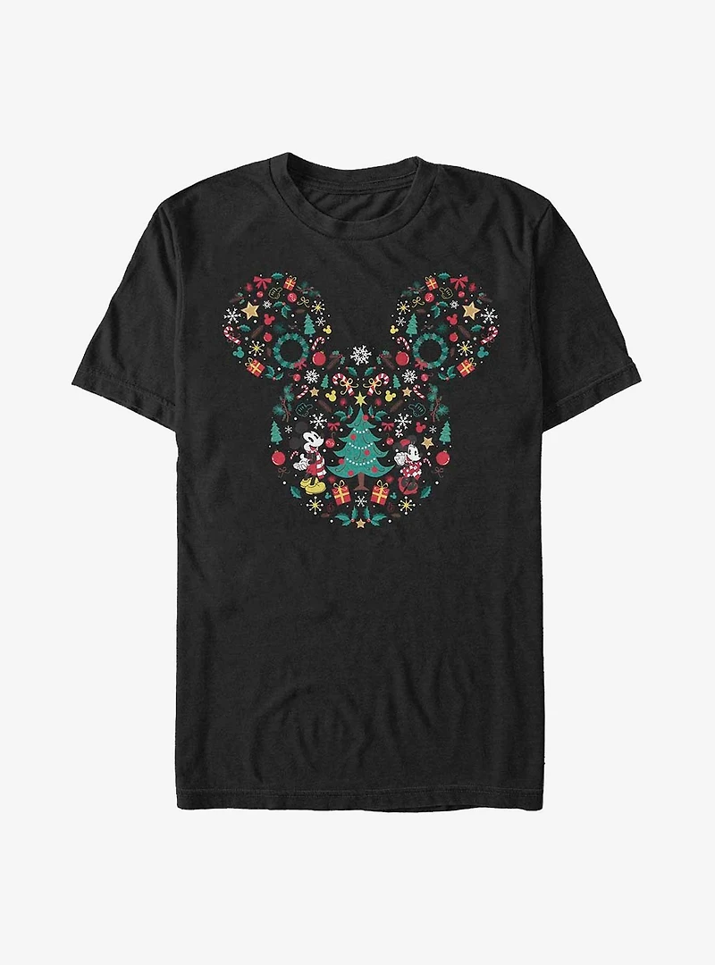 Disney Mickey Mouse & Minnie Holiday Icon Ear Fill Extra Soft T-Shirt