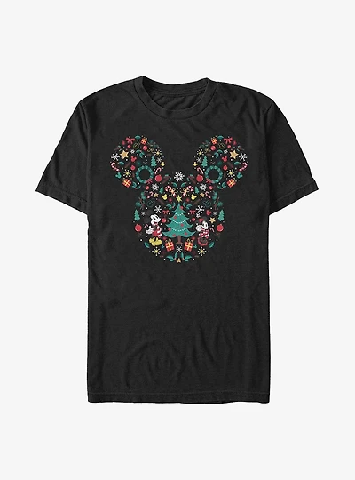 Disney Mickey Mouse & Minnie Holiday Icon Ear Fill Extra Soft T-Shirt
