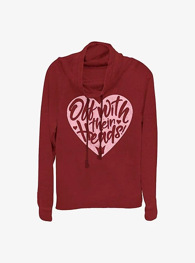 Disney Alice Wonderland Heart Queen Girls Cowl Neck Long Sleeve Top