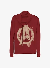 Marvel The Avengers Paint Drip Girls Cowl Neck Long Sleeve Top