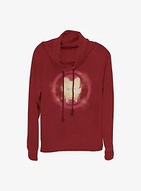 Marvel Iron Man Spray Logo Girls Cowl Neck Long Sleeve Top