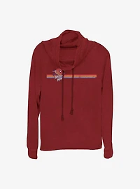 Marvel Spider-Man Stripe Chest Hit Girls Cowl Neck Long Sleeve Top