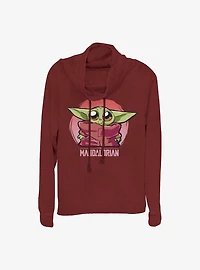 Star Wars The Mandalorian Cute Baby Heart Girls Cowl Neck Long Sleeve Top