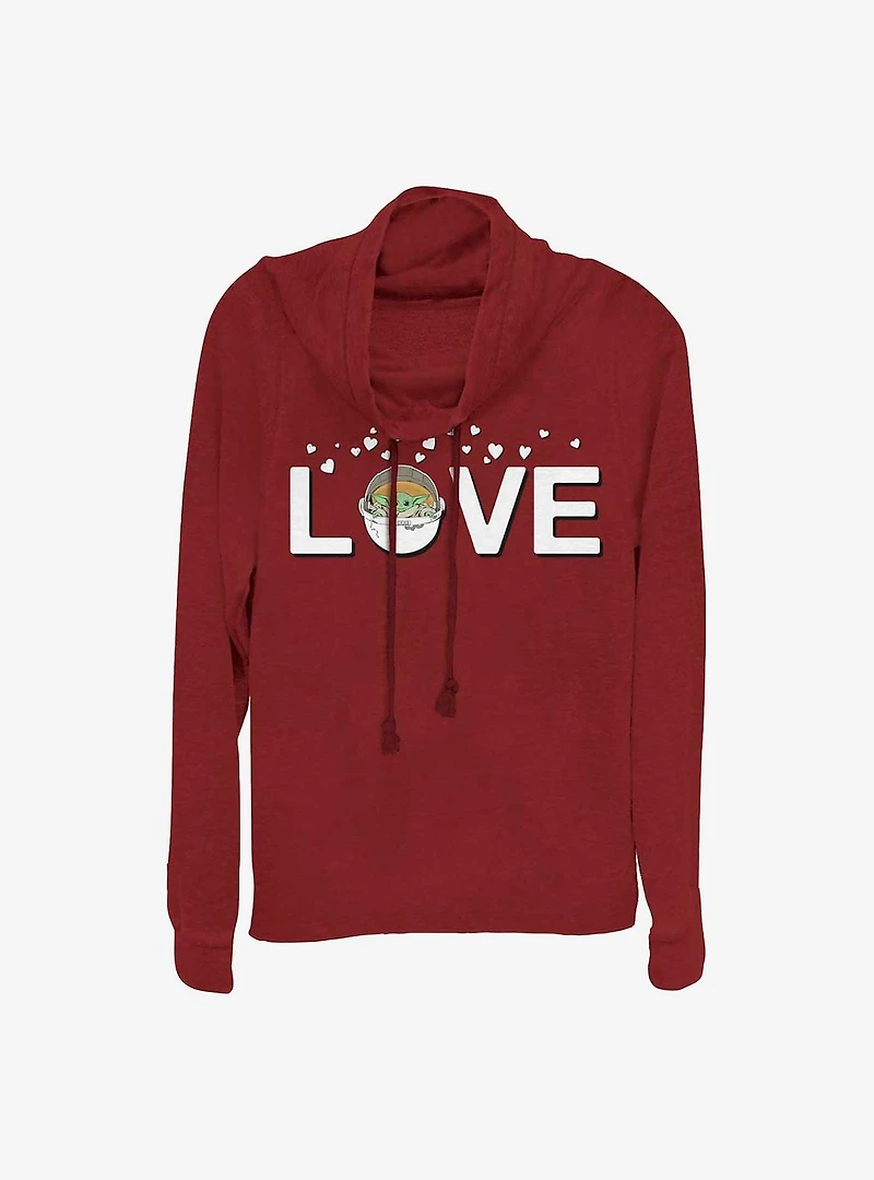 Star Wars The Mandalorian Child Love Girls Cowl Neck Long Sleeve Top