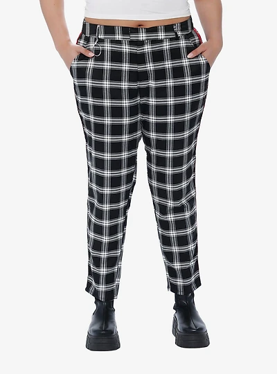 Black & White Plaid Grommet Pants Plus