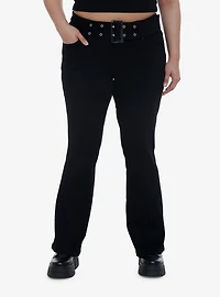 Black Low Rise Flare Denim Pants Plus