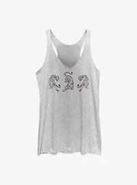 Three Tiger Black Outline Girls Tank