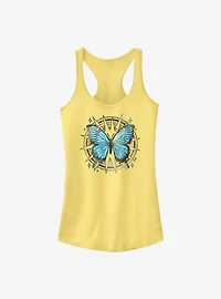 Watercolor Blue Butterfly Girls Tank