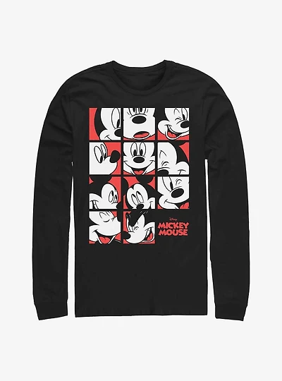 Disney Mickey Mouse Expression Grid Long-Sleeve T-Shirt
