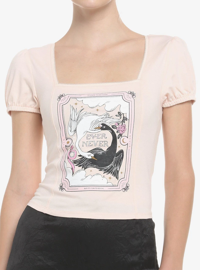 The School For Good And Evil Swan Girls Puff Sleeve Top