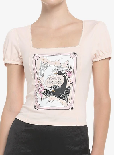 The School For Good And Evil Swan Girls Puff Sleeve Top