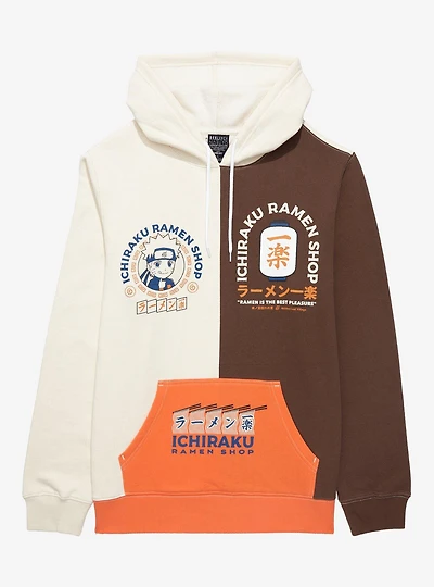 Naruto Shippuden Chibi Ichiraku Ramen Shop Color Block Hoodie - BoxLunch Exclusive