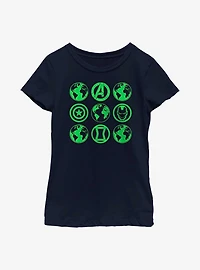Marvel Avengers Green Globes Youth Girls T-Shirt