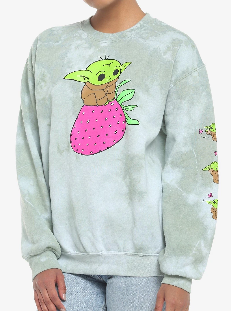 Star Wars The Mandalorian Grogu Strawberry Tie-Dye Girls Sweatshirt