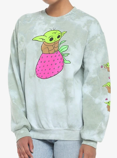 Star Wars The Mandalorian Grogu Strawberry Tie-Dye Girls Sweatshirt