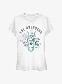 Marvel Avengers Heroes Faces Sketch Girls T-Shirt