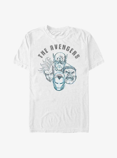 Marvel Avengers Heroes Faces Sketch T-Shirt