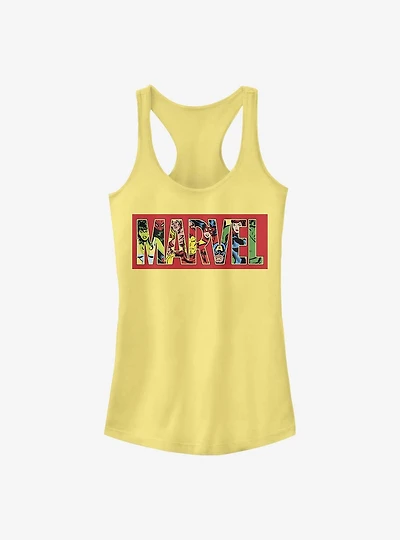Marvel Logo Character Fill Girls Tank