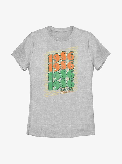 Stranger Things 1986 Hawkins High School Womens T-Shirt