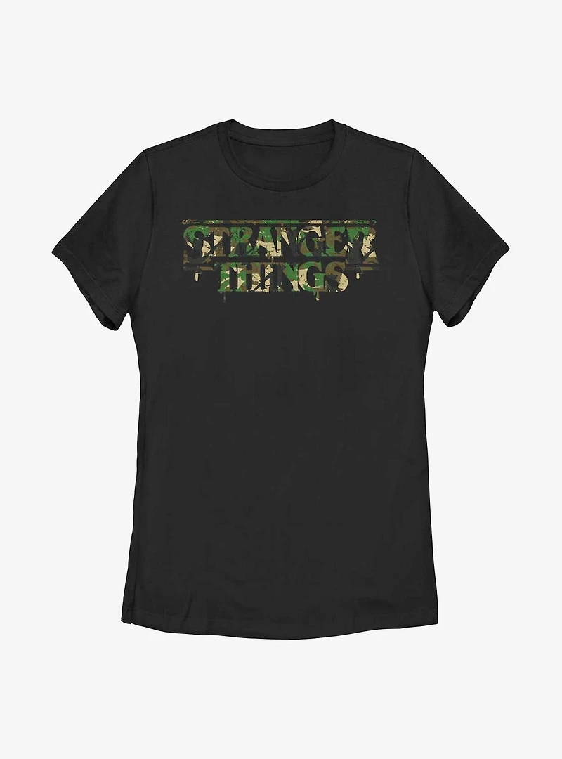 Stranger Things Camo Logo Womens T-Shirt