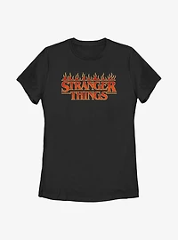 Stranger Things Flaming Logo Womens T-Shirt
