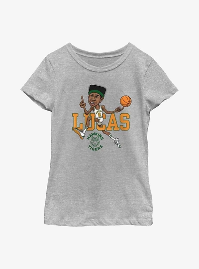 Stranger Things Lucas Hawkins Tiger Basketball Youth Girls T-Shirt