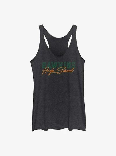 Stranger Things Hawkins High School Text Womens Tank Top